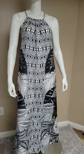 Neu ohne Etikett Strand Abdeckung Maxi Brise Kleid schwarz Neckholder Stil 221 KK - Bild 1 von 9