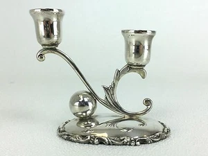 C Zurita  Modernist Mexican Mexico Sterling Silver 2 Light Candleholder - Picture 1 of 12
