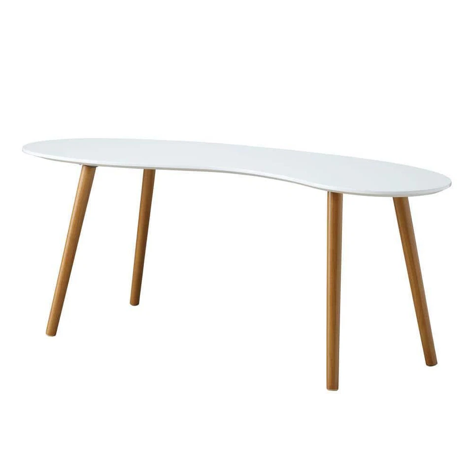 Mesa de centro Convenience Concepts 17,75" A X 47,25" L, moldura de madeira em branco/bambu - Imagem 1 de 4