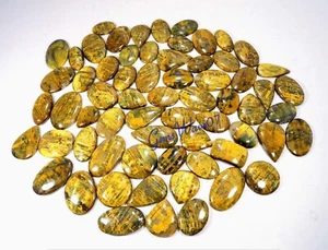 Lote al por mayor de 106 piezas 5000 quilates de piedras preciosas de cabujón Nelitel llamativas amarillas naturales - Imagen 1 de 7