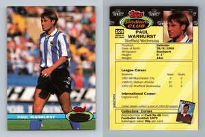 Paul Warhurst - Sheffield Wednesday #109 Topps Stadium Club 1992 Trading Card