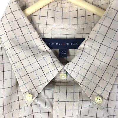 Tommy Hilfiger Мужская рубашка большой 16,5 34/35 бежевый пуговицах EUC - Изображение 1 из 4