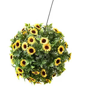 Solar Deko-Kugel Sonnenblumen Gartendeko Blüte Kunstblume Solarleuchte - Bild 1 von 3