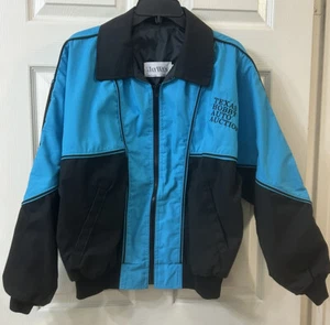 Vintage JayWen Erwachsene Lg Bomberjacke bestickt "Texas Hobby Auto Auktion" USA - Bild 1 von 15