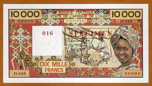 SPECIMEN West African States, Benin, 10000 (10,000) Fr, (1991) P-209Bs UNC - Picture 1 of 2