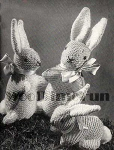 Patrón de tejido de juguete vintage. Bunny Rabbit Family. década de 1940. Haz con rarezas. - Imagen 1 de 1