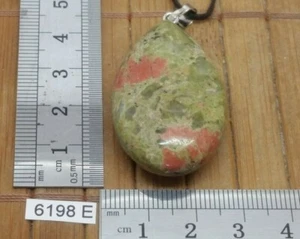 Pendentif grosse UNAKITE XL 40 mm + CORDON REGLABLE reiki collier - Picture 1 of 3