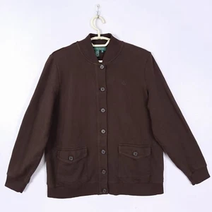 Lauren Ralph Lauren Women Size 1X Button-Front Cardigan Sweater Chocolate Brown - Picture 1 of 8