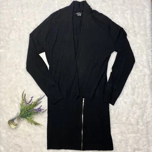 Cárdigan Suéter Theory Acalia Evian Largo Cremallera Frontal Talla Pequeña Negro Mezcla de Lana - Imagen 1 de 8