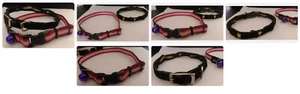 2X Print Kitten Collar Cute Paw Bell Tie Nylon Cat Colourful  Adjustable collars - Picture 1 of 7