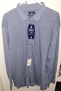 Stafford Knit Slim Fit Navy Diamond Stripe Dress Shirt, 18-18-1/2, 36-37, NEW!!! - Picture 1 of 5