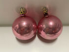 Set Of 2 Vintage Colombia Pink Glass Ornaments 2"