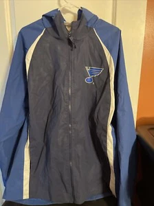 Mens NHL Hockey St Louis Blues Rain Jacket Blue Xl Majestic NWT With Hood - Picture 1 of 7