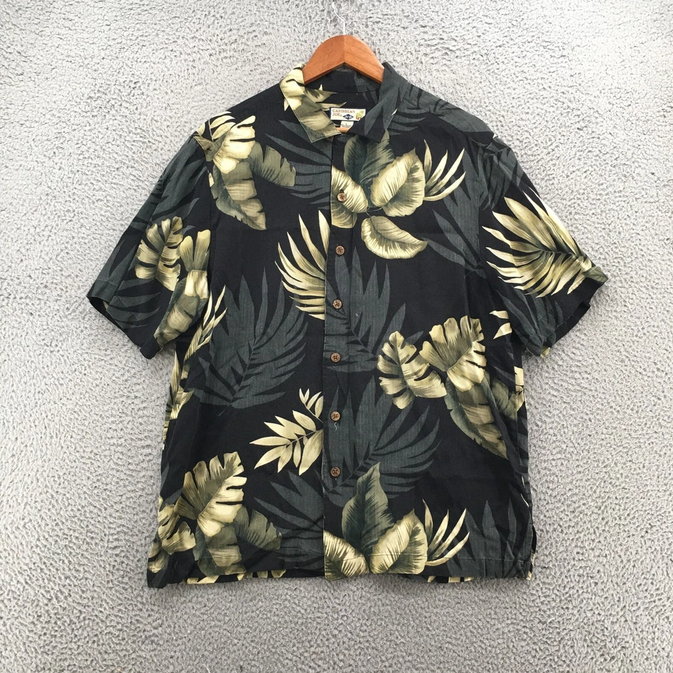 Caribbean Joe Hawaiian Shirt Mens Large Multicolor Short Sleeve Collared Floral - Image 1 of 4