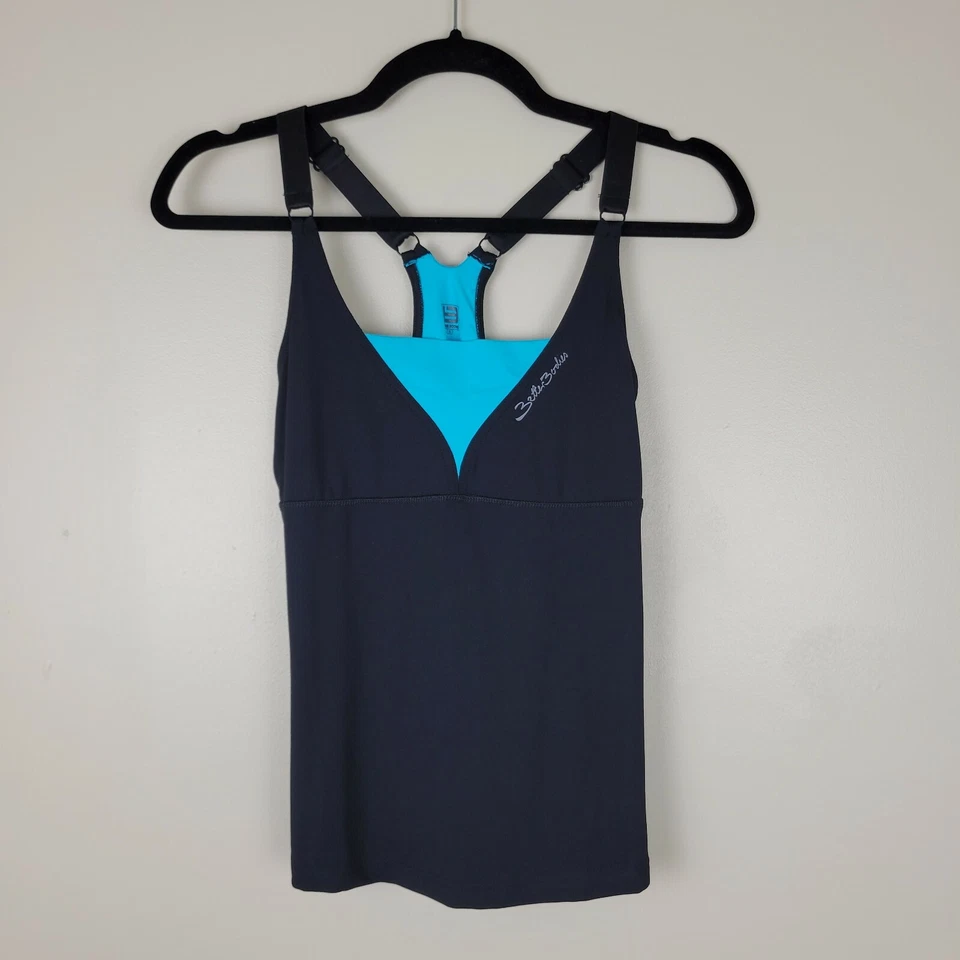 Camiseta sin mangas Better Bodies S negra con recorte azul activa correas ajustables Foto 1 de 4