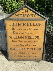 C1910 ""IN MEMORY"" Holz Gedenkschild MELLOR FAMILIE John, Martha, William (Baby) - Bild 1 von 9