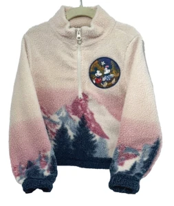Disney Mickey & Minnie Mouse Girls Fleece Pullover 1/2 Zip- Pink Size-XS(4/5) - Picture 1 of 8