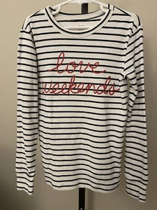 GAP KIDS SZ 10 Striped Long sleeve Top/ Sleep “love weekends” - Picture 1 of 5