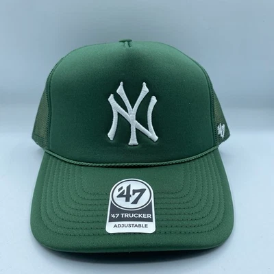 Sombrero de Camionero New York Yankees 47 Marca Verde Logo Ajustable MLB Ajustable Nuevo sin Etiquetas Foto 1 de 4
