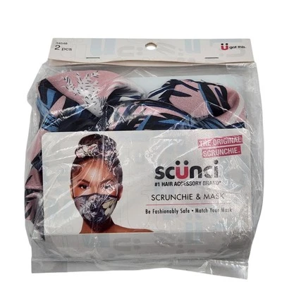 Scunci Fashion Scrunchie & Face Mask Set Floral Multicolor Stretch Fabric 2 Pcs - Image 1 of 4
