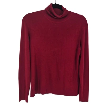 Ann Taylor Mujer Talla XL Rojo Seda Manga Larga Cuello Tortuga Suéter Foto 1 de 4