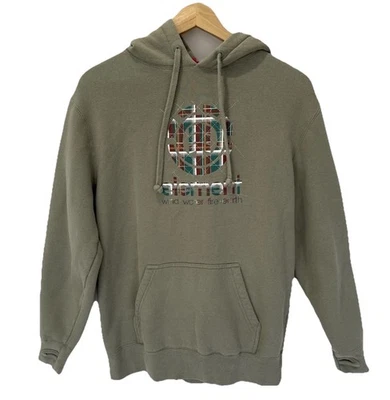 Sudadera con Capucha Element Tree Logo Pequeña Verde Gráfico a Cuadros Y2K Patín Ropa de Calle Pullover Foto 1 de 4