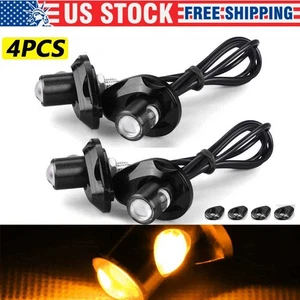 X4 Amber LED Motorcycle Turn Signals Indicator Blinker Light Universal Mini Lamp - Picture 1 of 12