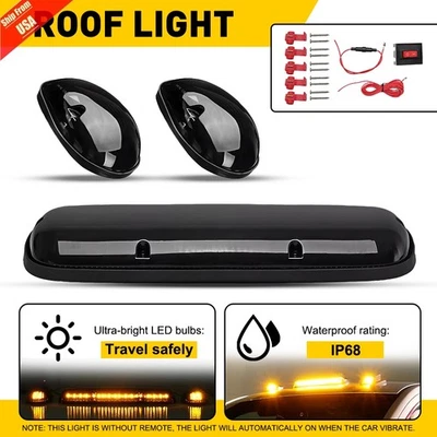 LED Smoked Amber Cab Roof Light For Chevrolet Silverado 1500 2500 HD 2002-2007 - Image 1 of 4