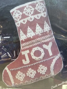 Vogart Crafts Vintage Joy Christmas Stocking Embroidery Kit Needs Darning Fabric - Picture 1 of 7