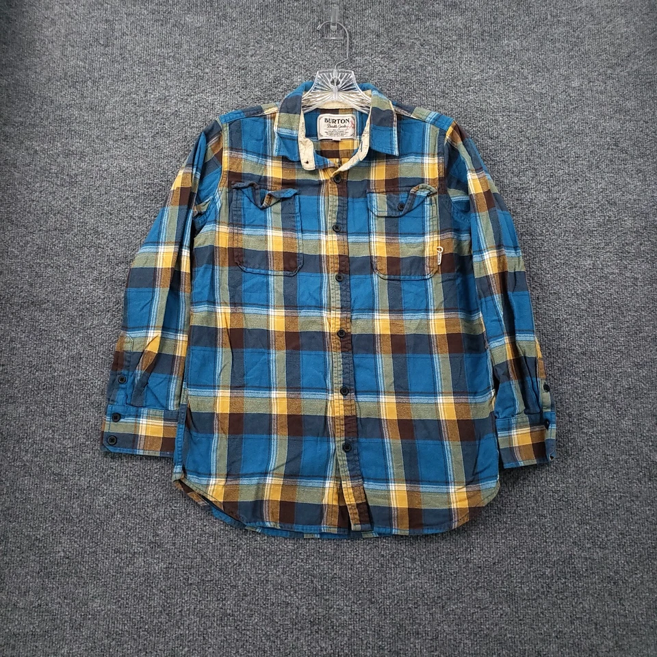 Рубашка Burton на пуговицах для мальчиков XL синяя с длинным рукавом фланелевая клетчатая сноуборд для улицы - Изображение 1 из 4
