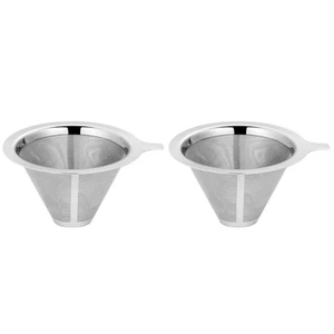 Set of 2 Coffee Filter Stainless Steel Filtering Tool Strainer Pour - Picture 1 of 12