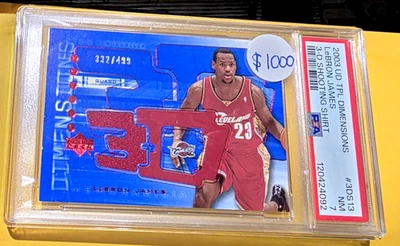 Lebron James Game Used Rookie Patch 332/499 2003 Upper Deck Triple Dimensions - Image 1 of 2