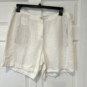 J Jill Size 16 White Linen Shorts Love Linen Zip Front Summer Stretch Relaxed - Picture 1 of 6