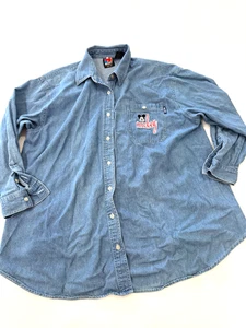 Disney Mickey Mouse Unlimited Jerry Leigh Denim Long Sleeve Vintage Men's Size M - Picture 1 of 10