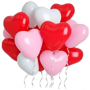Heart Shape Latex Balloons, 30Pcs 12inch red white pink Valentine Balloons for - Picture 1 of 8