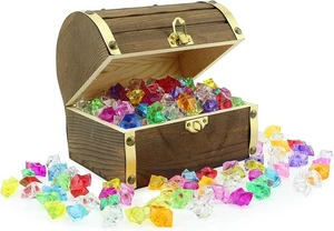 Wooden Pirate Treasure Chest with 6" x 4.5" x 5", Blue,Green,Orange,Pink,Red - Picture 1 of 9