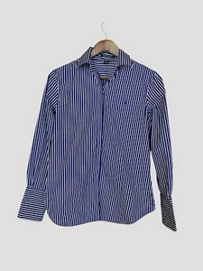 Ralph Lauren Purple Striped Long Sleeve Bold Women’s M French Cuff Career Blouse - Picture 1 of 14
