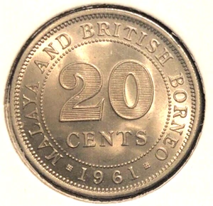 Malaya & British Borneo 1961 20 cents KM 3 Choice BU - Picture 1 of 2