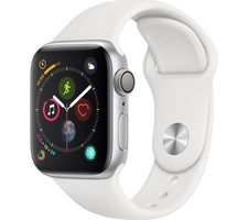 APPLE Watch Series 4 - Silver & White Sports Band, 40 mm - Currys