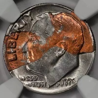 1978 NGC MS63 Defective Cladding Dime Mint Error Awesome Eye Appeal - Image 1 of 4