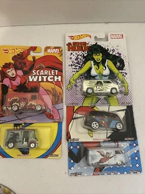 Hot Wheels Marvel Lot of 5 X-Men Spider-Woman She-Hulk Wasp Scarlet Black Widow - Image 1 of 4