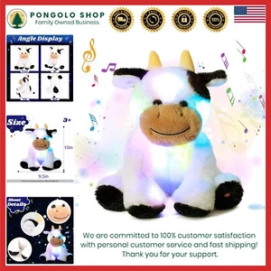 Peluche Vaca Musicial con Luz LED, Suave, 10 Pulgadas, Regalo Niños - Picture 1 of 9