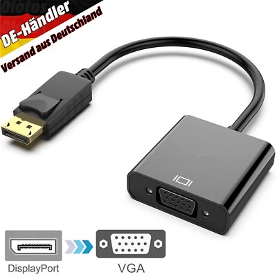 Displayport DP Auf zu VGA Adapter Stecker Kabel Konverter Audio Video Laptop PC - Bild 1 von 4