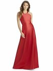Alfred Sung D763 Lace Up Back Satin Twill A-Line Burgundy-H8  Gown Sz 4