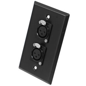 Seismic Audio - Black Stainless Steel Wall Plate - Dual XLR Female Connectors