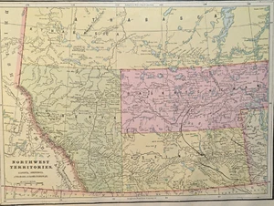 Northwest Territory State Map 1903 Colored Lithograph 11 1/4" x 14 1/2" Canada - Picture 1 of 7