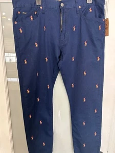 Men Ralph Lauren Polo Maines Sullivan Slim Fit Jeans All Over Pony Logo 32 x 32 - Picture 1 of 10