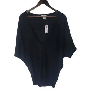 Maglione Kenzie nuovo con etichette nero mohair lana pipistrello scollo a V profondo Academia donna L - Foto 1 di 10