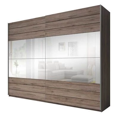 GARNERO ARREDAMENTI Armadio due ante scorrevoli BROCK 270 cm Gihome® capiente rovere scurospecchi