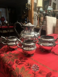 Victorian Silver Plate Silverplate Tea Set Wilcox Webb Initial W Holliday Table - Picture 1 of 18